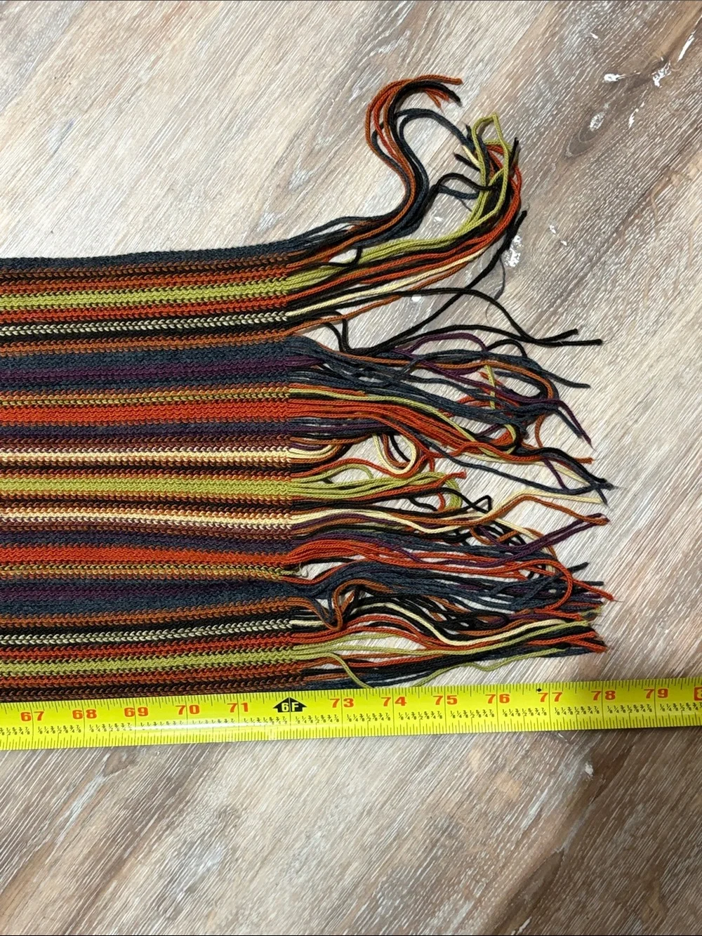 Knit Multicolor Scarf with Fringe Earth Tones Fall Winter Unisex